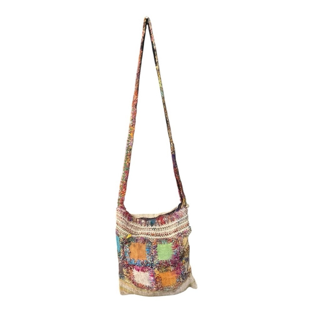 🌈 Boho Patchwork Festival Sling Bag Handmade Nepal‎ Crossbody Hippie Purse - Picture 2 of 8